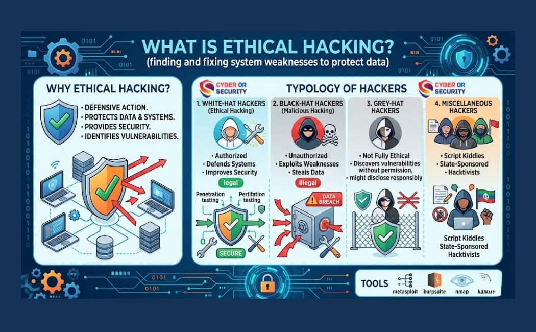 What Is Ethical Hacking? ethical hacking cybersecurity protection concept