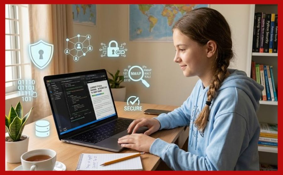 What Is Ethical Hacking student learning? ethical hacking cybersecurity protection concept