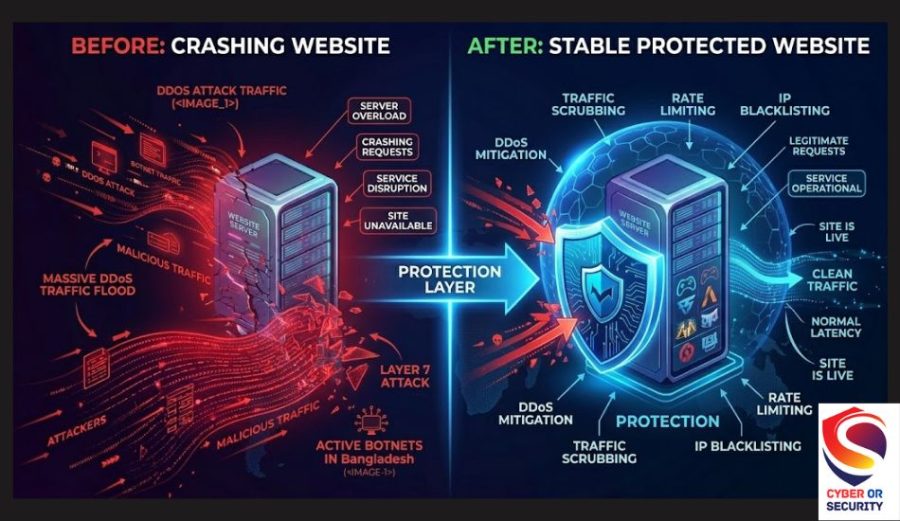 DDoS Protection Before vs After Protection